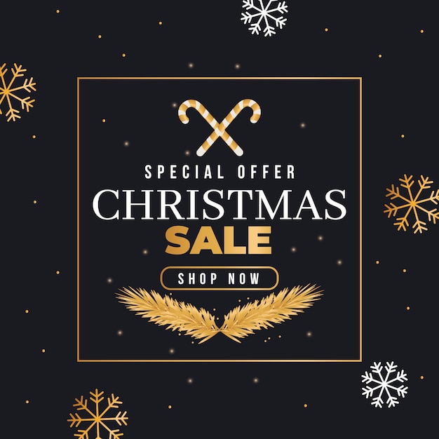 Christmas sale concept with golden background