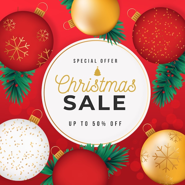 Christmas sale concept with golden background