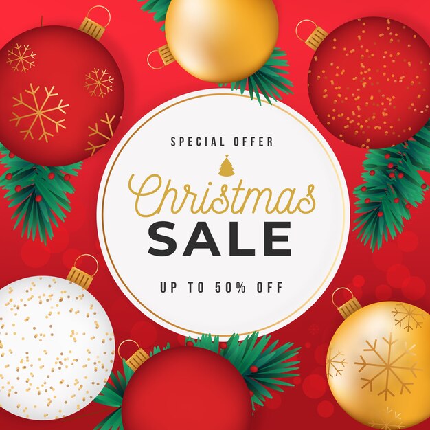 Christmas sale concept with golden background