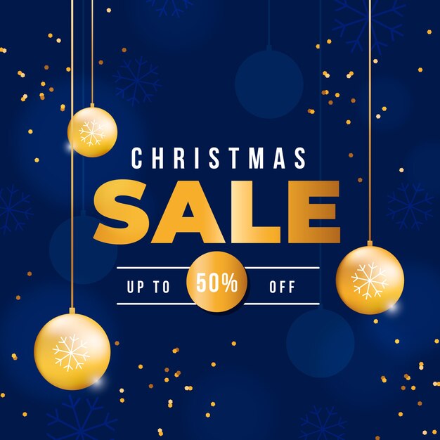 Christmas sale concept with golden background