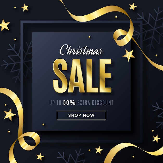 Christmas sale concept with golden background