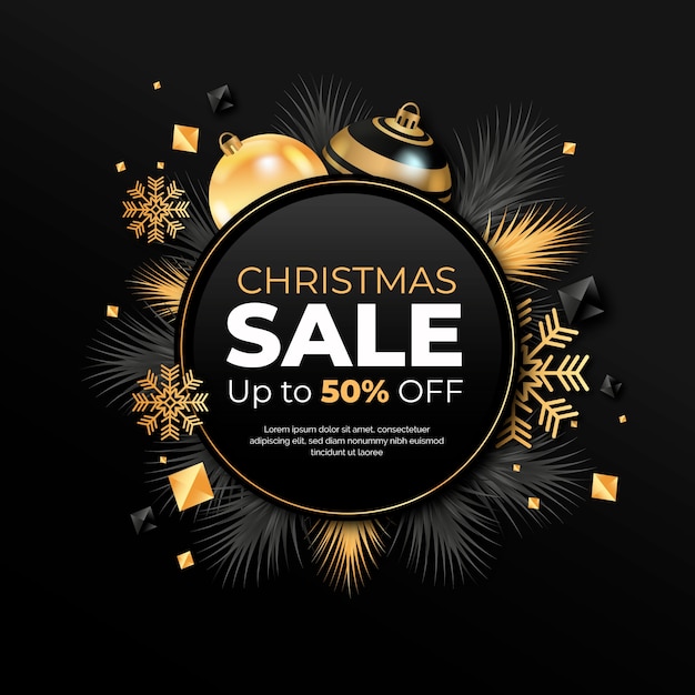 Free vector christmas sale concept with realistic background