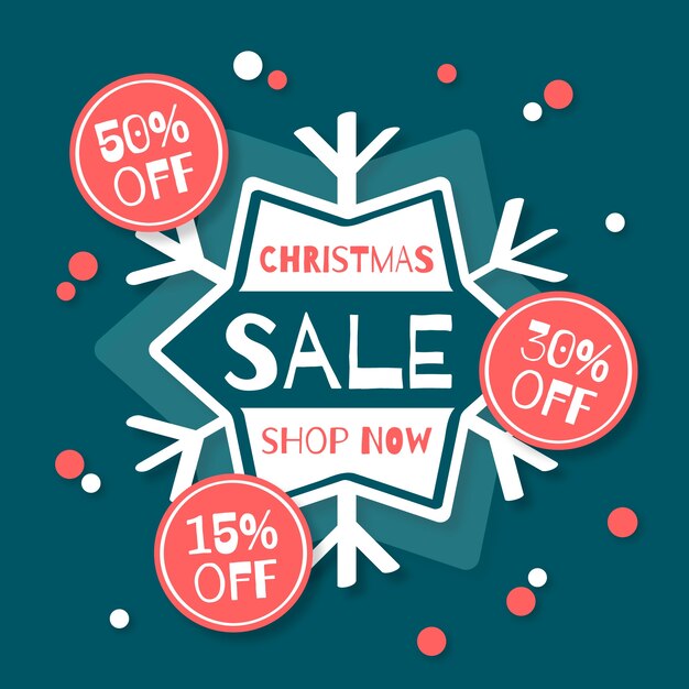 Free vector christmas sale in flat design