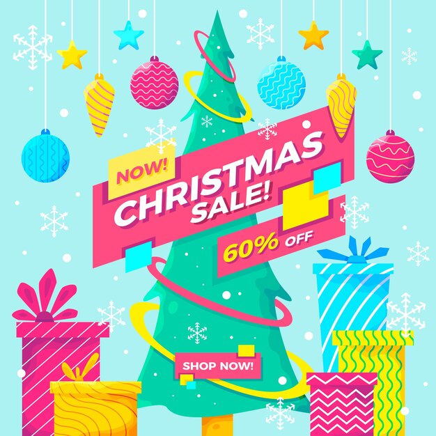 Free vector christmas sale in flat design