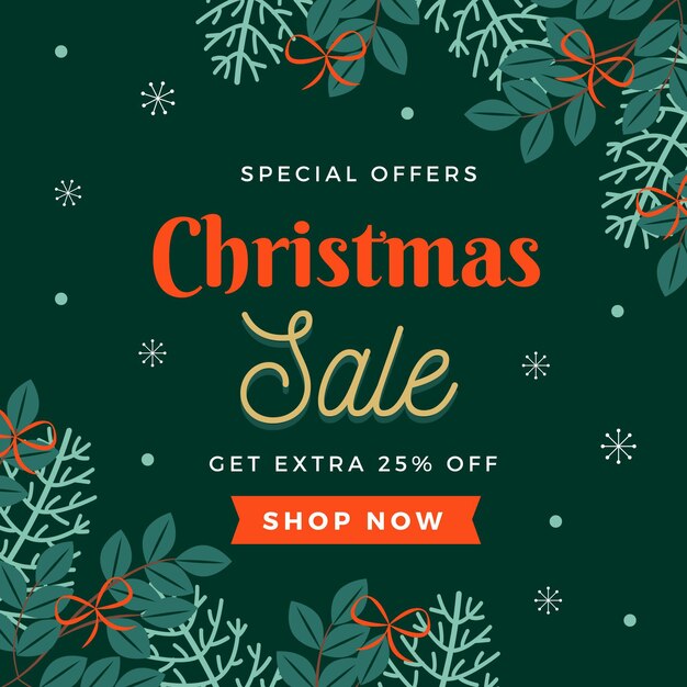 Free vector christmas sale in flat design