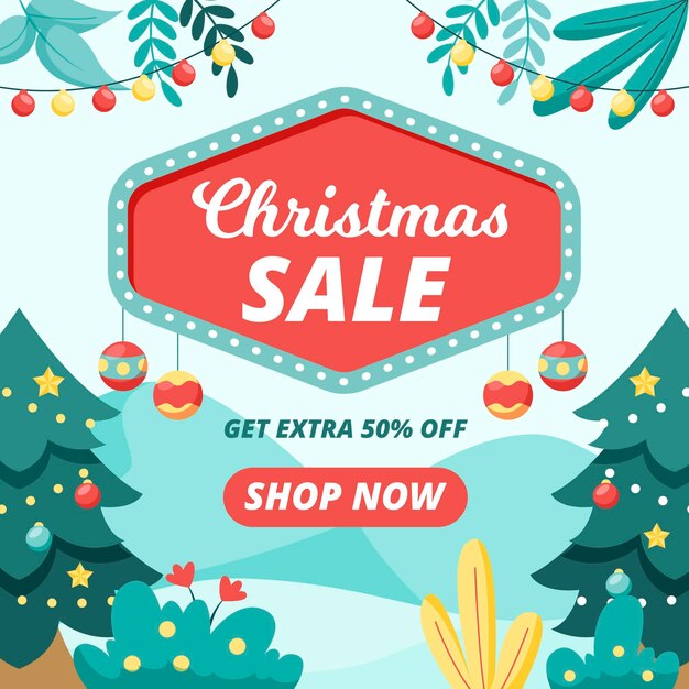 フラットなデザインのクリスマスセール