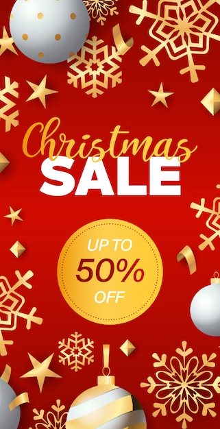 Free vector christmas sale flyer design with discount tag