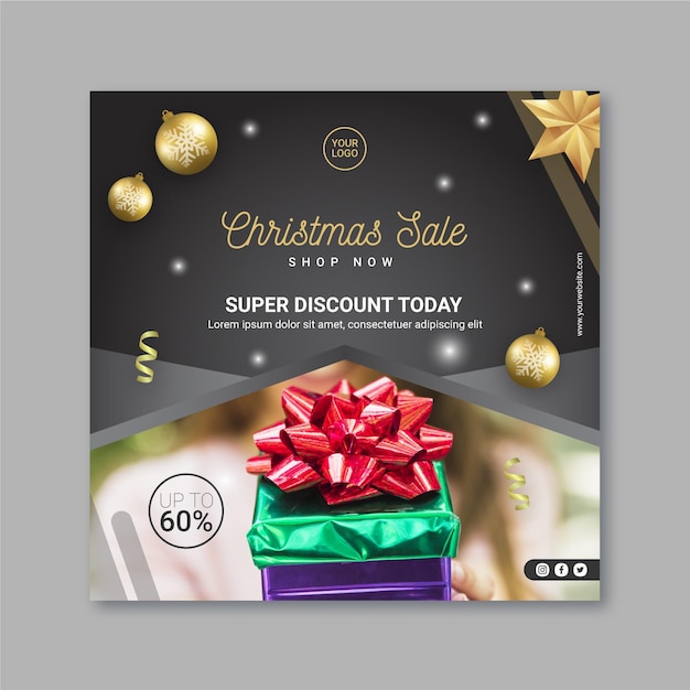 Free vector christmas sale flyer template