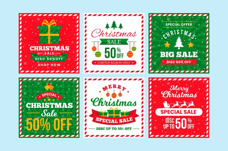 Free Vector christmas sale instagram post collection