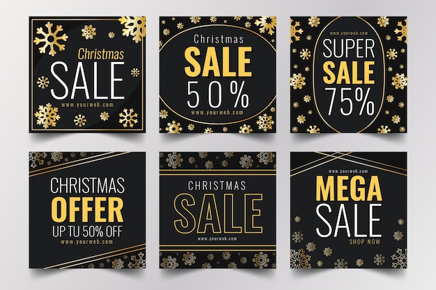 Free vector christmas sale instagram post collection