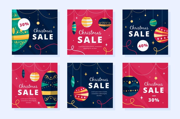 Free vector christmas sale instagram post collection