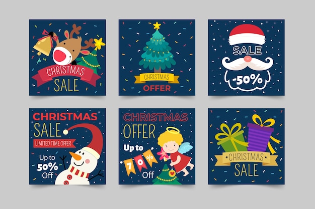 Free vector christmas sale instagram post collection