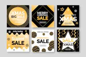 Free vector christmas sale instagram post collection