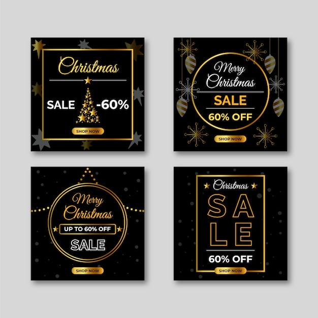 Free vector christmas sale instagram post collection