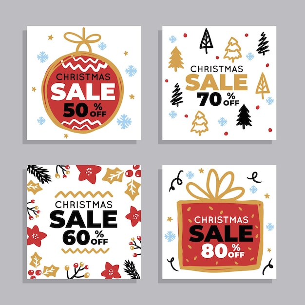 Free vector christmas sale instagram post collection