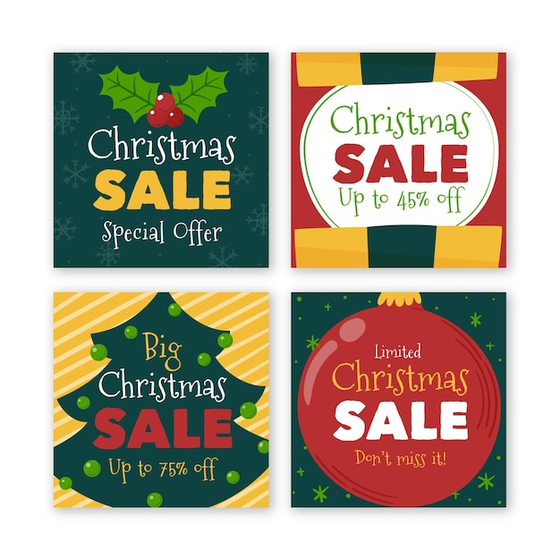 Free vector christmas sale instagram post collection