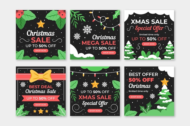 Free vector christmas sale instagram posts