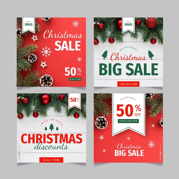 Free vector christmas sale instagram posts