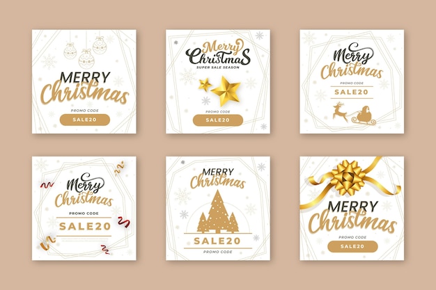 Free vector christmas sale instagram posts