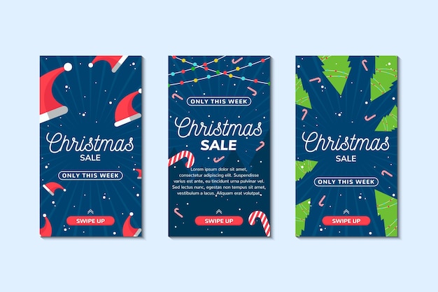 Free vector christmas sale instagram stories collection