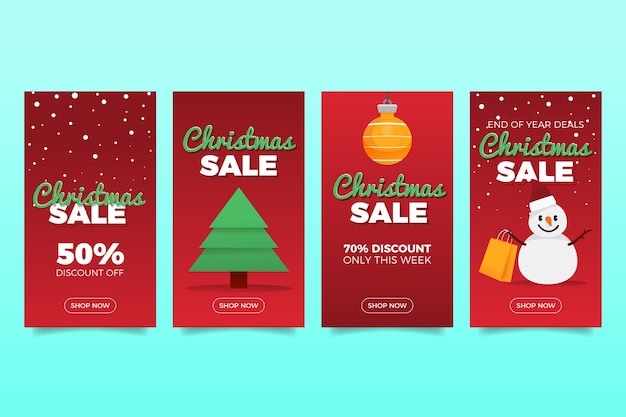 Free vector christmas sale instagram stories collection