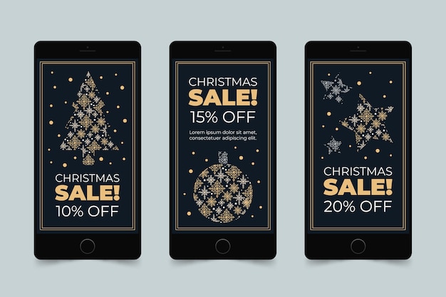 Free vector christmas sale instagram stories