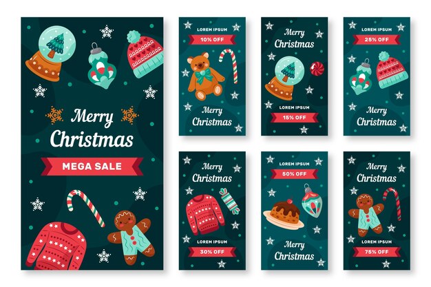 Free vector christmas sale instagram stories