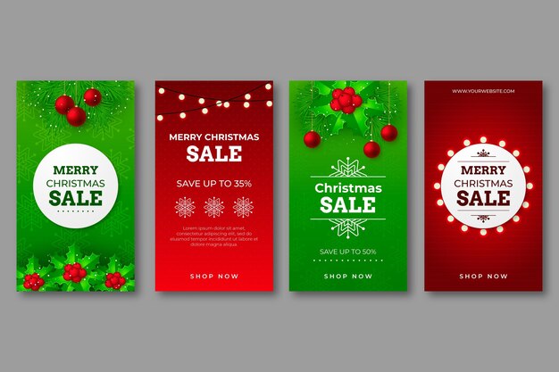 Free vector christmas sale instagram stories