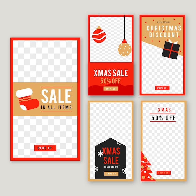 Free vector christmas sale instagram story collection