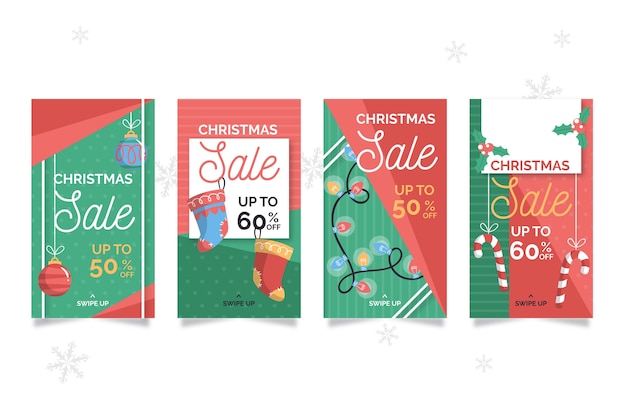 Free vector christmas sale instagram story pack