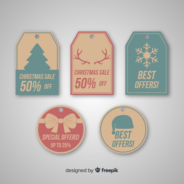 Free vector christmas sale label collection