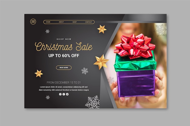 Free vector christmas sale landing page template