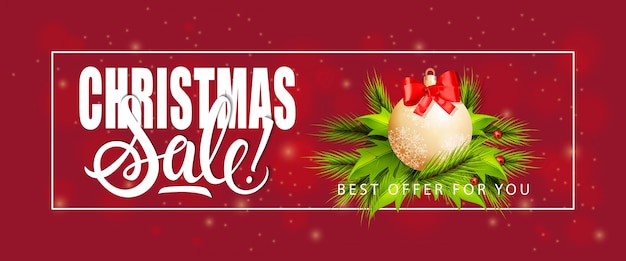 Christmas sale lettering and bauble