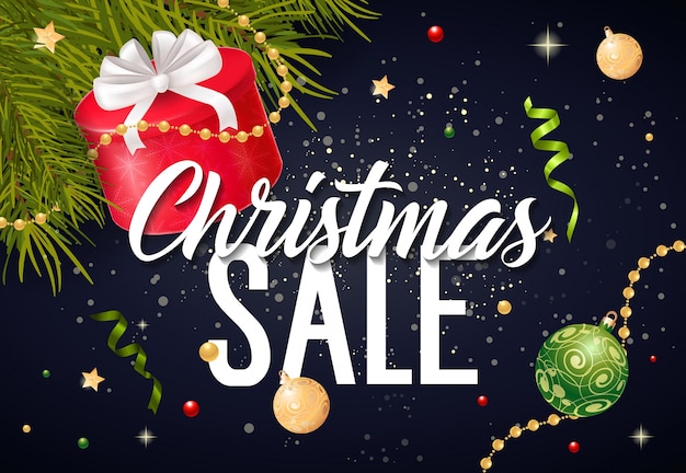 Christmas Sale Lettering and Gift