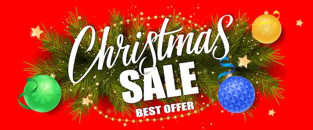 Christmas sale lettering with baubles