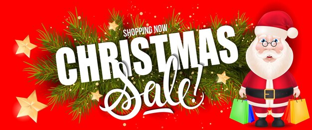 Christmas sale lettering with santa claus