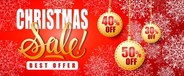 Christmas Sale Offer Lettering and Baubles