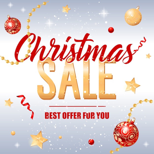 Free vector christmas sale offer for you inscription