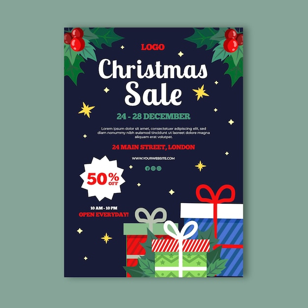 Free vector christmas sale poster template