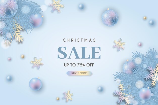 Christmas sale realistic banner in pastel colors