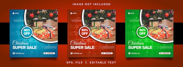 クリスマスセールソーシャルメディアプロモーションとinstagramのバナー投稿テンプレートデザイン Premiumベクター