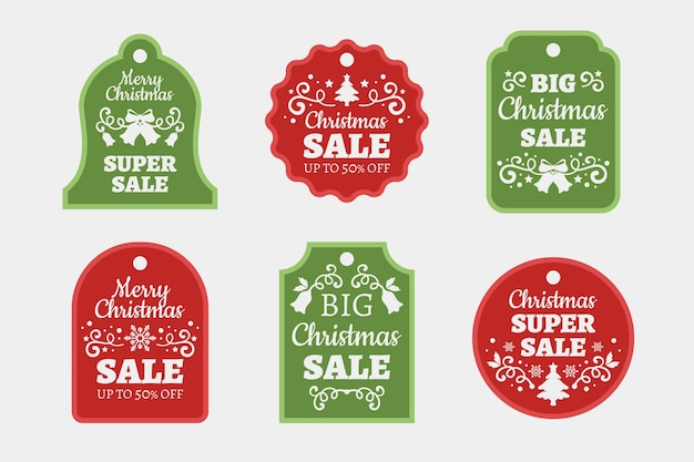 Christmas sale tag collection in flat design