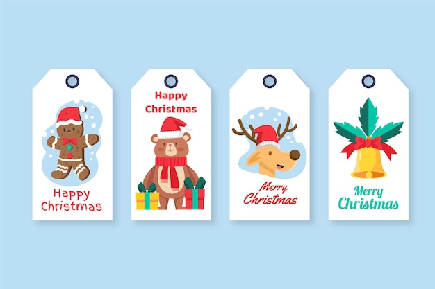 Christmas sale tag collection in flat design