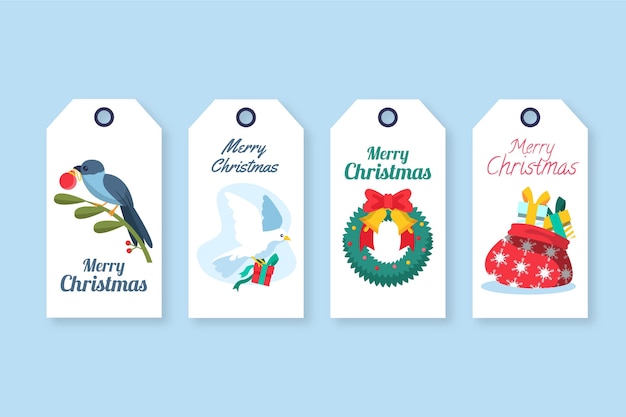 Christmas sale tag collection in flat design