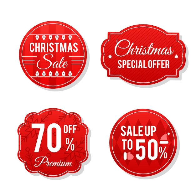 Christmas sale tag collection in flat design