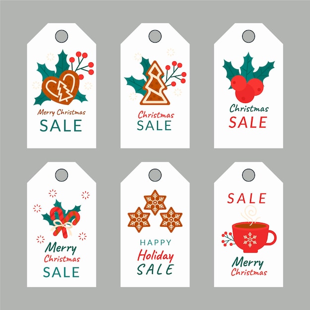 Free vector christmas sale tag collection in flat design