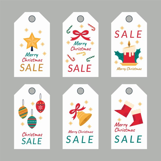 Christmas sale tag collection in flat design