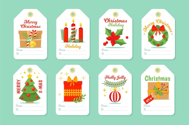 Collezione di tag di vendita di natale in design piatto