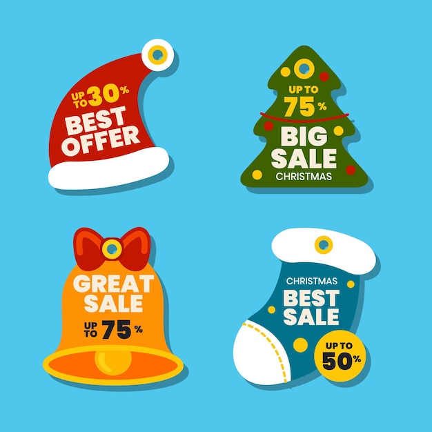 Free vector christmas sale tag collection in flat design