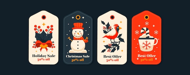 Christmas sale tag collection in flat design